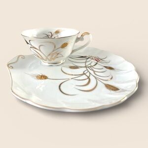 Lefton “Wheat” Snack Plate & Teacup Set – pair with tea, biscuits, & a book